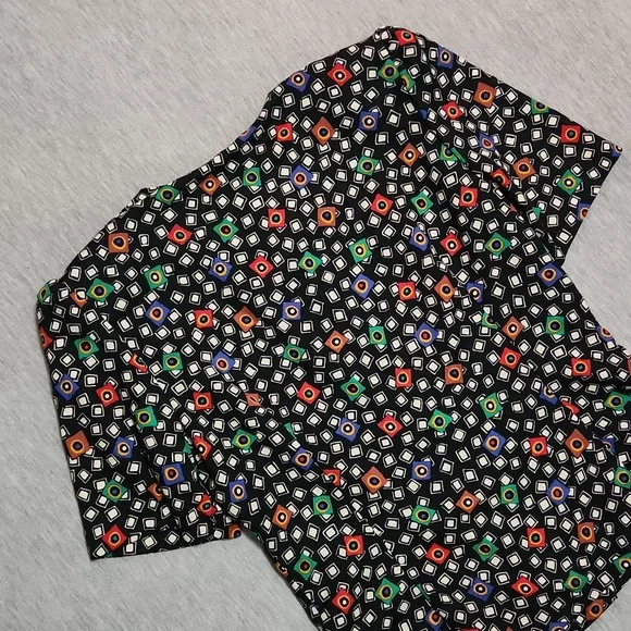 RARE!! Vintage 80's Funky Print Matching Midi Maxi Skirt & Button Up Blouse Set - Picture 10 of 17